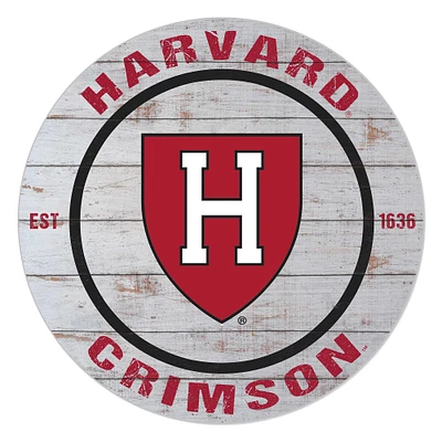 Harvard Crimson 20'' x 20'' Indoor/Outdoor Weathered Circle Sign