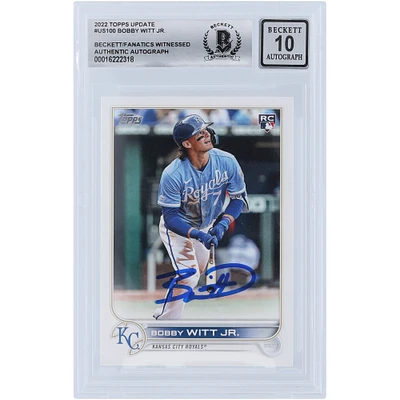 Bobby Witt Jr. Kansas City Royals Autographed 2022 Topps Update #US100 Beckett Fanatics Witnessed Authenticated 10 Rookie Card