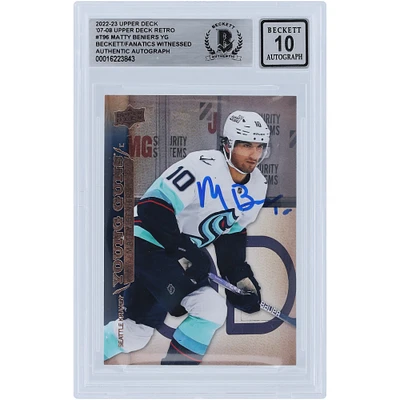 Matty Beniers Seattle Kraken Autographed 2022-23 Upper Deck Extended Series Young Guns '07-08 Retro #T-96 Beckett Fanatics Witnessed Authenticated 10 Rookie Card