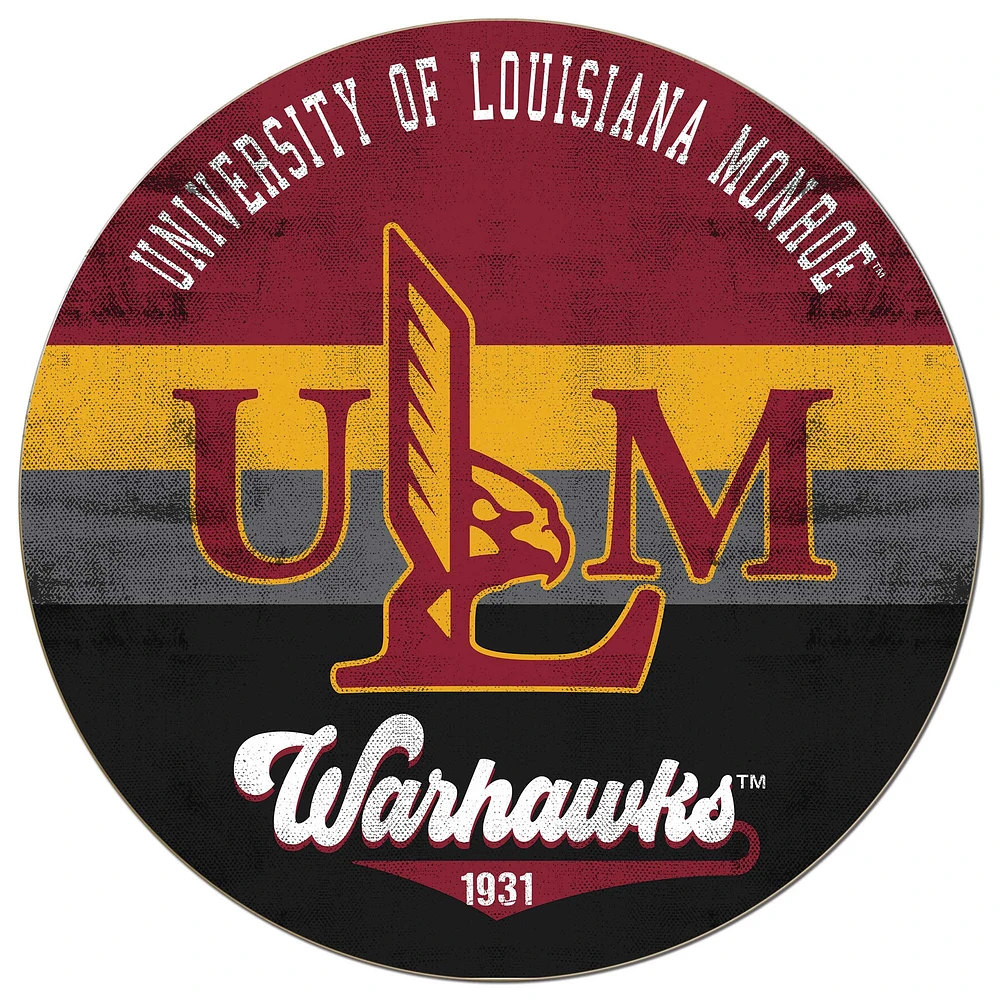 ULM Warhawks 20'' x 20'' Retro Logo Circle Sign