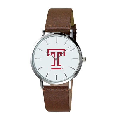 Men's  Brown Temple Owls Plexus Leather Watch