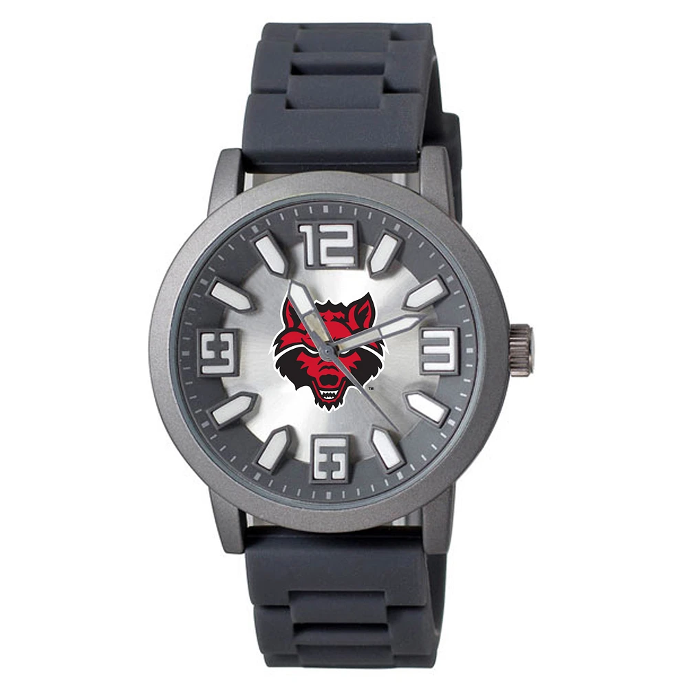 Men's Black Arkansas State Red Wolves Enigma Silicone Strap Watch