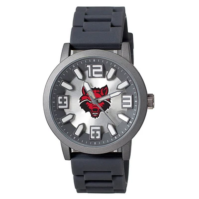 Men's  Black Arkansas State Red Wolves Enigma Silicone Strap Watch