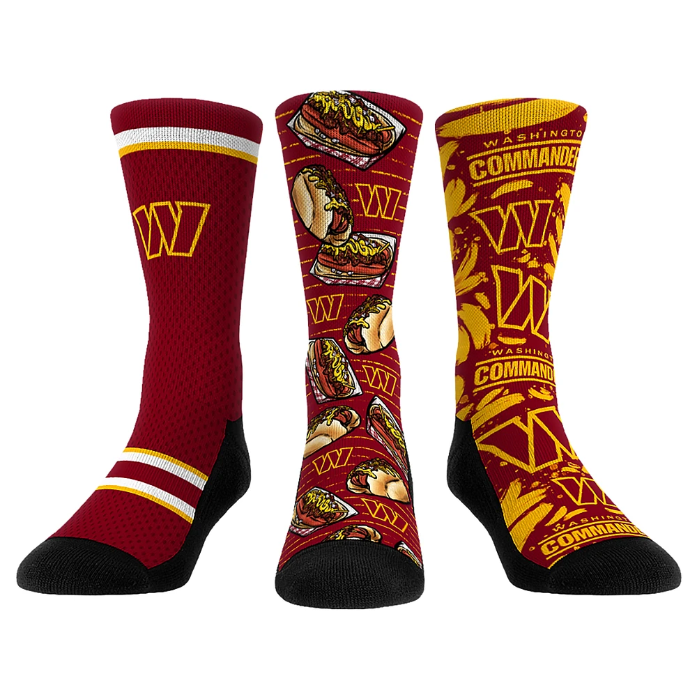 Unisex Rock Em Socks Washington Commanders Fan Favorite Three-Pack Crew Sock Set
