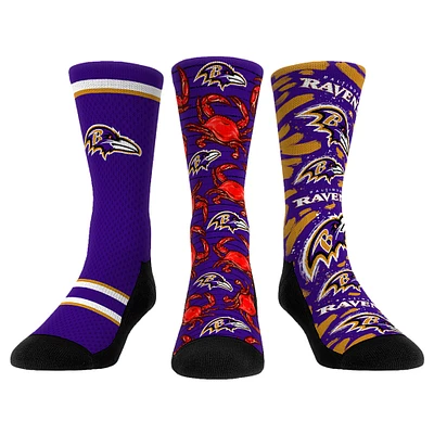 Unisex Rock Em Socks  Baltimore Ravens Fan Favorite Three-Pack Crew Sock Set