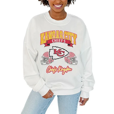 Women's Gameday Couture White Kansas City Chiefs Passing Time Pullover Sweatshirt