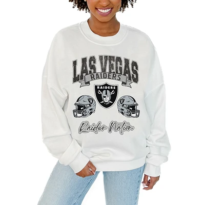 Women's Gameday Couture White Las Vegas Raiders Passing Time Pullover Sweatshirt