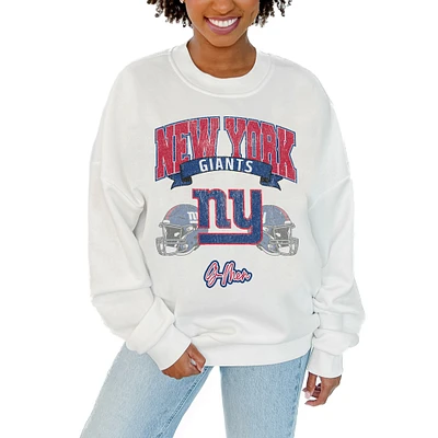 Women's Gameday Couture White New York Giants Passing Time Pullover Sweatshirt