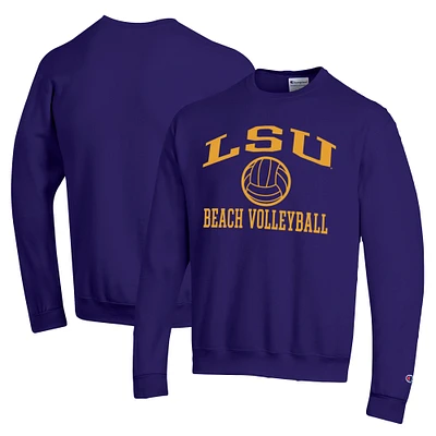 Men's Champion  Purple LSU Tigers Icon Beach Volleyball Powerblend Pullover Sweatshirt