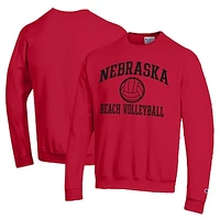 Men's Champion Nebraska Huskers Icon Beach Volleyball Powerblend Pullover Sweatshirt