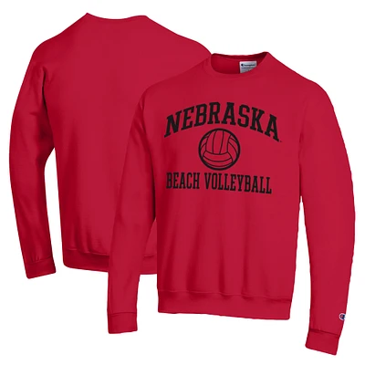 Men's Champion Nebraska Huskers Icon Beach Volleyball Powerblend Pullover Sweatshirt