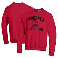 Men's Champion Nebraska Huskers Icon Beach Volleyball Powerblend Pullover Sweatshirt