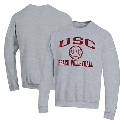 Men's Champion  Gray USC Trojans Icon Beach Volleyball Powerblend Pullover Sweatshirt