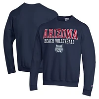 Men's Champion  Navy Arizona Wildcats Stacked Beach Volleyball Powerblend Pullover Sweatshirt