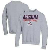 Men's Champion  Gray Arizona Wildcats Stacked Beach Volleyball Powerblend Pullover Sweatshirt