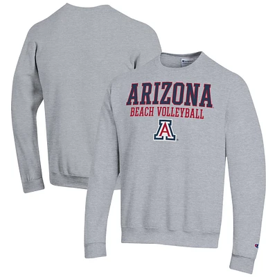 Men's Champion  Gray Arizona Wildcats Stacked Beach Volleyball Powerblend Pullover Sweatshirt