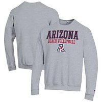 Men's Champion  Gray Arizona Wildcats Stacked Beach Volleyball Powerblend Pullover Sweatshirt