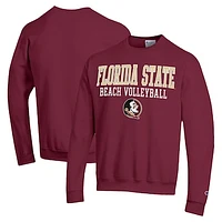 Men's Champion  Garnet Florida State Seminoles Stacked Beach Volleyball Powerblend Pullover Sweatshirt