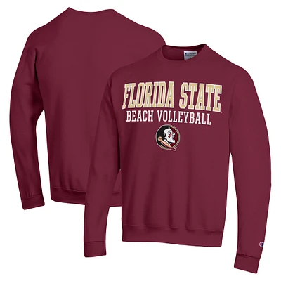 Men's Champion  Garnet Florida State Seminoles Stacked Beach Volleyball Powerblend Pullover Sweatshirt