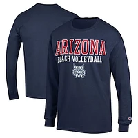 Men's Champion  Navy Arizona Wildcats Stacked Beach Volleyball Long Sleeve T-Shirt