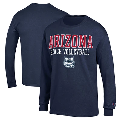 Men's Champion  Navy Arizona Wildcats Stacked Beach Volleyball Long Sleeve T-Shirt
