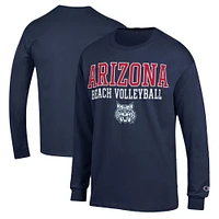 Men's Champion  Navy Arizona Wildcats Stacked Beach Volleyball Long Sleeve T-Shirt