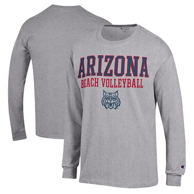 Men's Champion  Gray Arizona Wildcats Stacked Beach Volleyball Long Sleeve T-Shirt