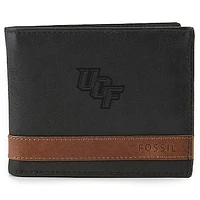 Men's Fossil  Black UCF Knights Quinn Flip ID Bifold Wallet