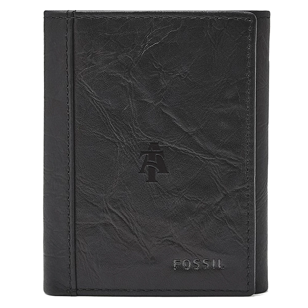 Men's Fossil Black North Carolina A&T Aggies Neel Extra Capacity Trifold Wallet
