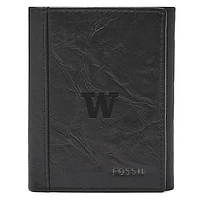 Men's Fossil  Black Washington Huskies Neel Extra Capacity Trifold Wallet