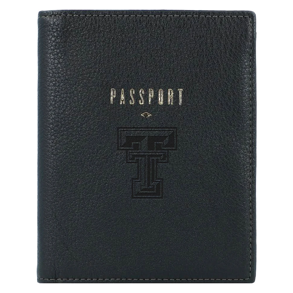 Fossil Black Texas Tech Red Raiders Travel RFID Passport Case