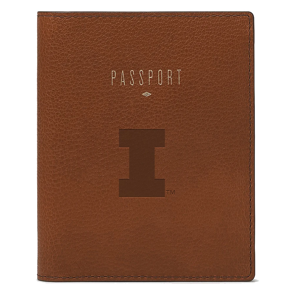 Fossil  Brown Illinois Fighting Illini Travel RFID Passport Case