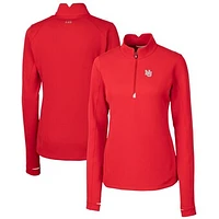 Women's Cutter & Buck  Scarlet Nebraska Huskers Traverse Stretch Quarter-Zip Pullover Top