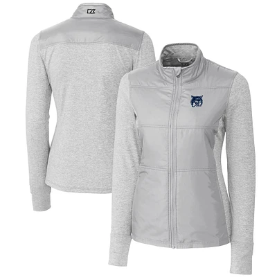 Women's Cutter & Buck  Gray New Hampshire Wildcats DryTec Stealth Hybrid Quilted Full-Zip Windbreaker Jacket