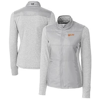 Women's Cutter & Buck  Gray Idaho State Bengals DryTec Stealth Hybrid Quilted Full-Zip Windbreaker Jacket