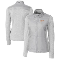 Women's Cutter & Buck  Gray Idaho State Bengals DryTec Stealth Hybrid Quilted Full-Zip Windbreaker Jacket