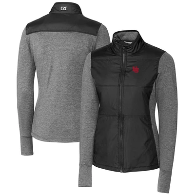 Women's Cutter & Buck  Black Nebraska Huskers DryTec Stealth Hybrid Quilted Full-Zip Windbreaker Jacket