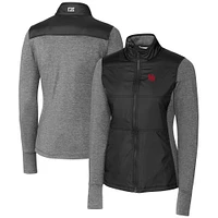 Women's Cutter & Buck  Black Nebraska Huskers DryTec Stealth Hybrid Quilted Full-Zip Windbreaker Jacket