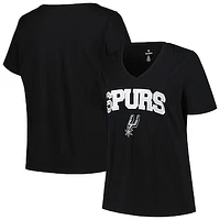 Women's Profile Black San Antonio Spurs Plus Arch Over Logo V-Neck T-Shirt