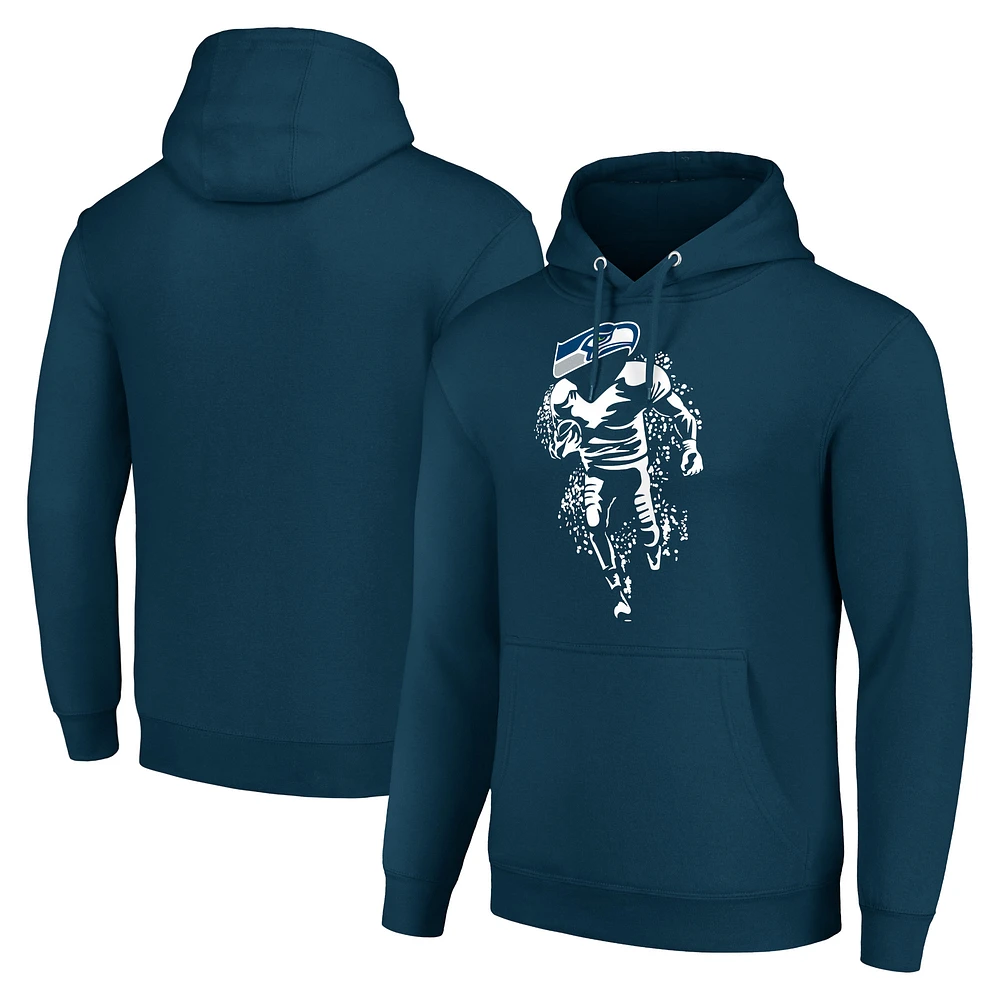 Unisex Starter College Navy Seattle Seahawks Logo Graphic Pullover Hoodie