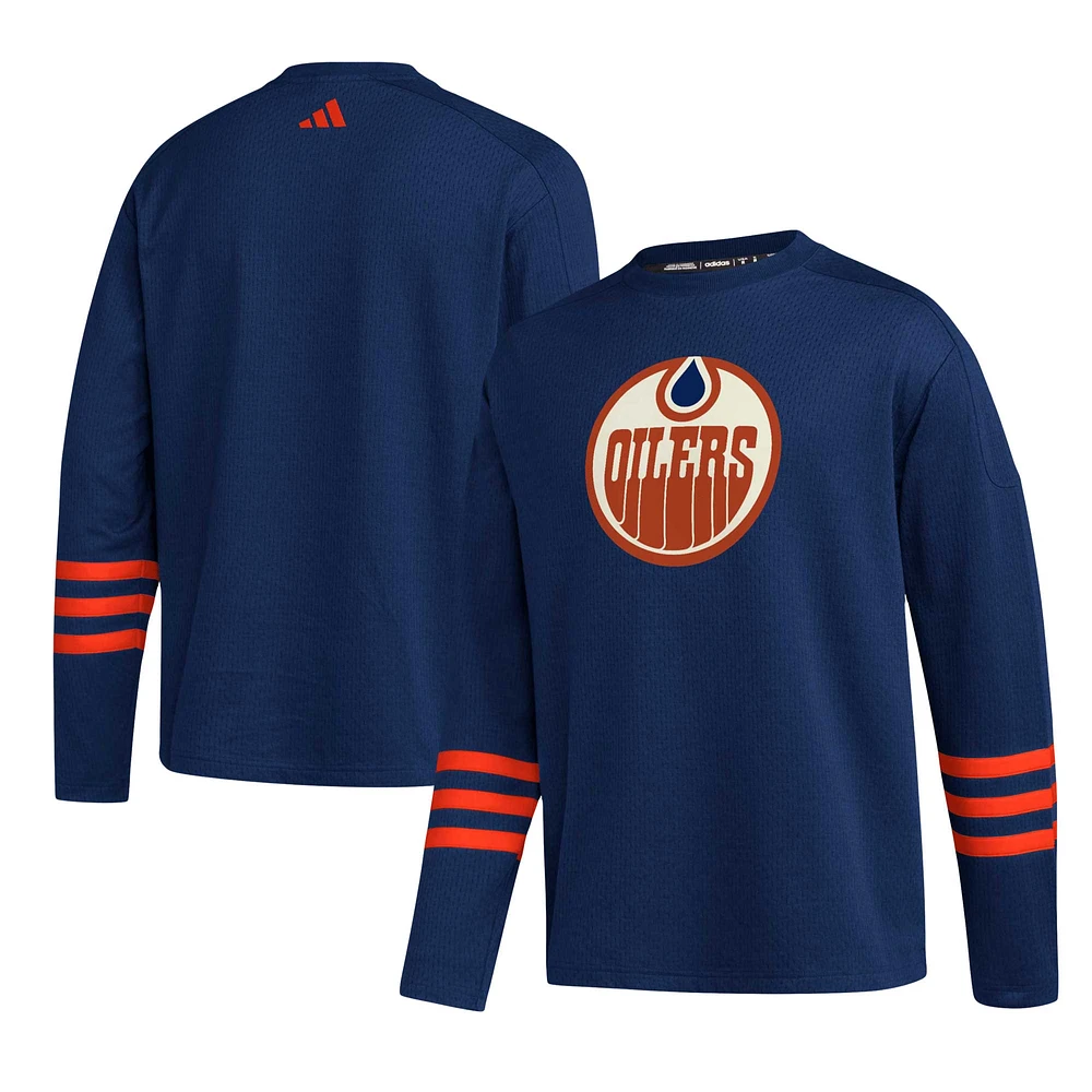 Men's adidas Navy Edmonton Oilers Hockey AEROREADY Pullover Sweater