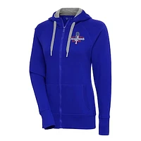 Women's Antigua Royal Texas Rangers 2023 World Series Champions Victory Full-Zip Hoodie