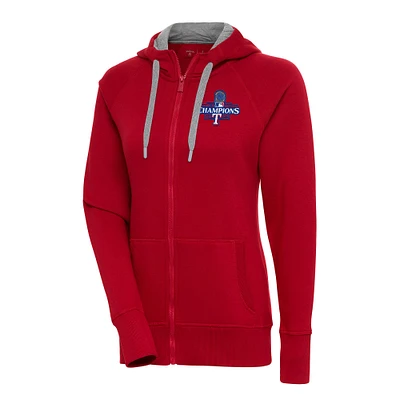 Women's Antigua Red Texas Rangers 2023 World Series Champions Victory Full-Zip Hoodie