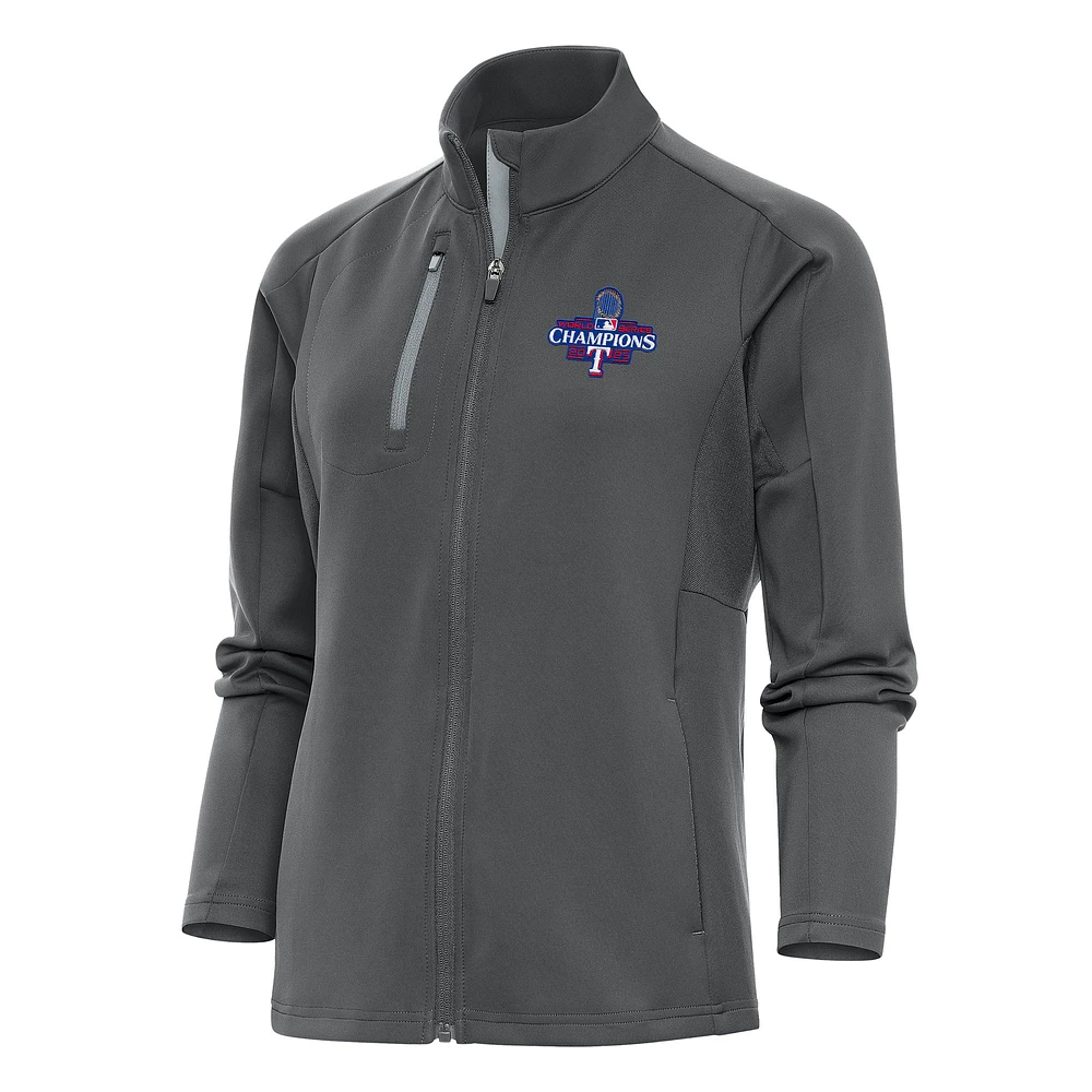 Women's Antigua Charcoal Texas Rangers 2023 World Series Champions Generation Full-Zip Jacket