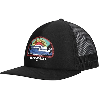 Men's Quiksilver Black Hawaii Blazing Sun Trucker Snapback Hat