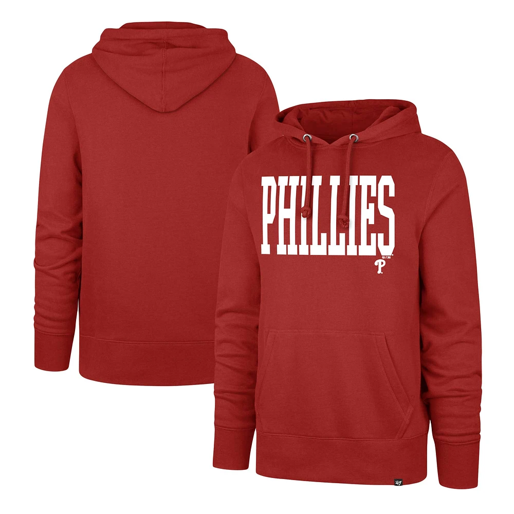 Men's '47 Red Philadelphia Phillies Dime Headline Pullover Hoodie