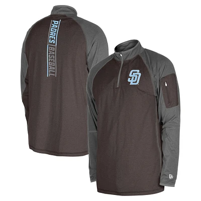 Men's New Era Brown San Diego Padres Father's Day Raglan Quarter-Zip Top