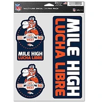 WinCraft Denver Broncos Lucha Libre 3-Pack Fan Decal Set