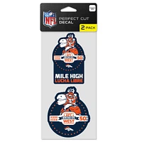 WinCraft Denver Broncos Lucha Libre 4" x 8" 2-Pack Perfect Cut Decal Set