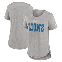 Women's Nike Heather Gray Detroit Lions Wordmark Tri-Blend Scoop Neck T-Shirt